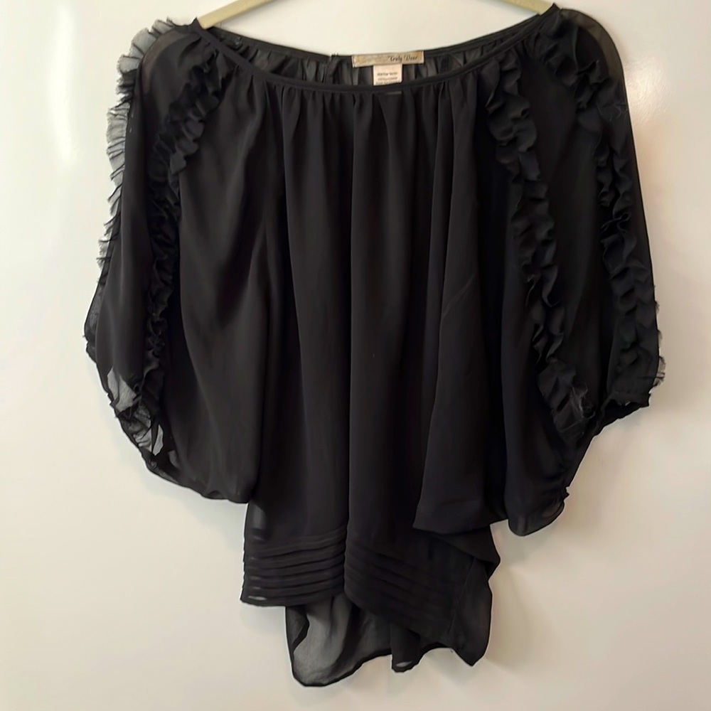Truly Dear Size Small with Double Ruffle Layers Sheer Blouse. Bohemian